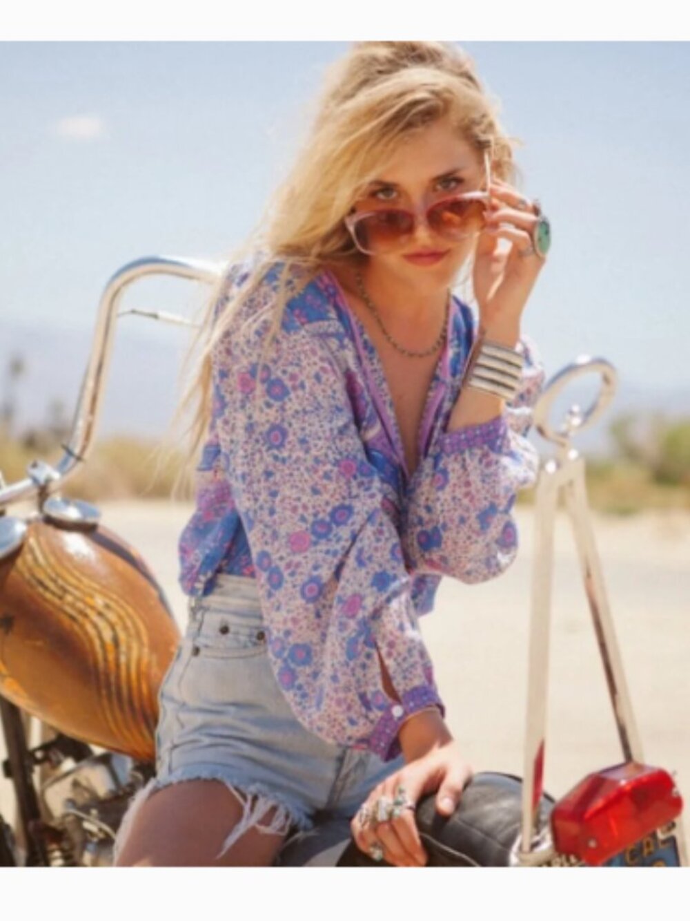 Spell & the Gypsy Boho Blossom Blouse Lavender Purple Paisley Top Sz S - Picture 2 of 9